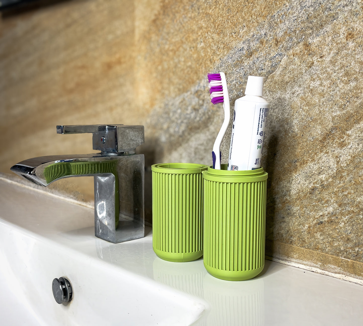 Ribbed Travel Toothbrush Holder | Compact Protective Case | 3D Printed