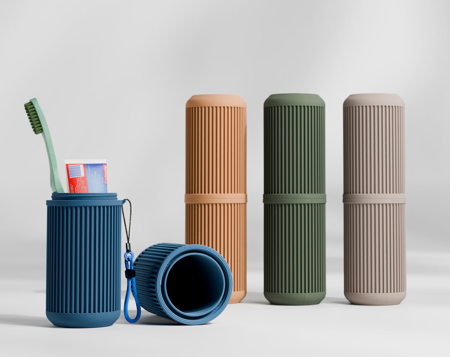 Ribbed Travel Toothbrush Holder | Compact Protective Case | 3D Printed
